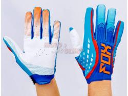 Мото летние перчатки FOX без защитных вставок, синее